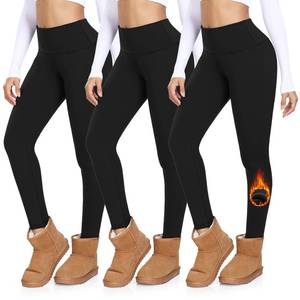 lot 6091 image: MOREFEEL 3 Pack Thermal Fleece Lined Leggings Women,High Waisted Tummy Control Warm Winter Yoga Workout Thick Pants BlackBlackBlack