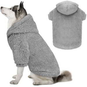 lot 6106 image: Fuzzy Dog Sweaters for Large Dogs Dog Hoodie Soft Double-Sided Plush Pet Sweater Fleece Clothes Coats Pet Hoodie Sherpa Hooded Sweatshirt(Grey-XL)
