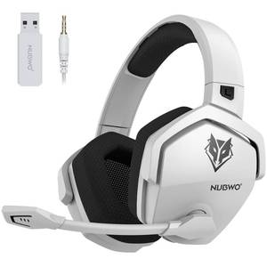 lot 6108 image: NUBWO Wireless Gaming Headset with Mic for Ps5 Ps4 PC, Zero Interference, 100-Hour Battery All-Day Play, 23ms Sync for Fortnite & Call of DutyFPS Gamers, Triple Mode All Devices Compatible - White
