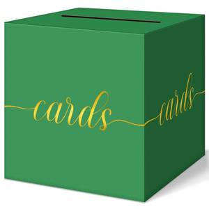 lot 6109 image: QIKSION Green Graduation Card Box, Gold Foil Gift Card Box for Graduation, Party, Wedding Reception, Birthday, Baby Shower, Raffle