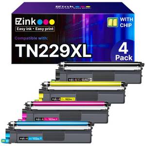 lot 6130 image: E-Z Ink Compatible TN229XL Toner Cartridges Replacement for Brother TN229XL TN-229XL TN229 XL to use with MFC-L3720CDW MFC-L3780CDW HL-L3220CDW HL-L3280CDW HL-L3300CDW Printer (TN229XLBKCMY-4 Pack)