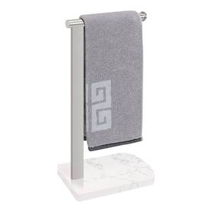 lot 6131 image: NearMoon Hand Towel Holder with Balanced Marble Base, 304 Stainless Steel Stand Towel Ring L Shape Hand Towel Rack Free-Standing Towel Bar for Bathroom Kitchen Countertop (Single Rod, Brushed Nickel)