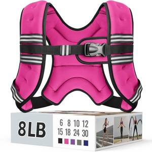 lot 6136 image: Zeerun Weighted Vest for Women & Men with Reflective Stripe and Adjustable Buckle, Comfortable & Durable Rucking Vest for Walking, Running & Strength Training, 8LBS-Pink