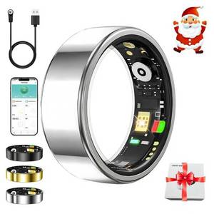 lot 6150 image: Smart Ring for Women Men,Fitness Tracker Ring with Heart Rate, Sleep Monitoring, Blood Oxygen, Step Counting for iOS and Android, No Subscription Fee, Waterproof, Valentines Day Gifts(Silver, 9)