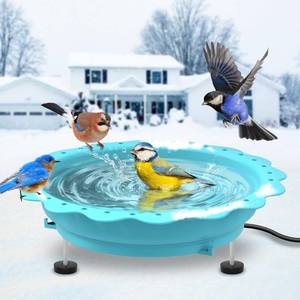 lot 6153 image: Jvgoo Heated Bird Bath for Outside Winter, Powerful 100W Thermostat Control Heated Bird Baths for Outdoors with 3 Metal Extension Screws, Heated Birdbath Water Heater for Garden Yard Patio Lawn(Blue)