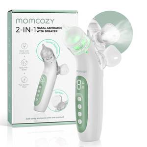 lot 6163 image: Momcozy BreezyClear 2-in-1 Electric Nasal Aspirator for Baby with Spray, 65kPa Hospital-Grade Suction, 4 Adjustable Levels, Quiet &amp Portable Nose Cleaner with Soothing Light &amp Music