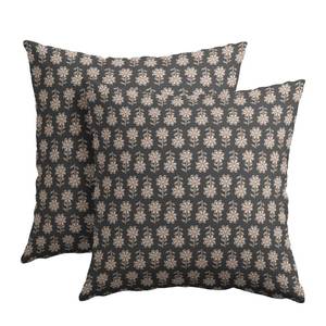 lot 6167 image: Kawani Vintage Pillow Covers 18x18 Inch Set of 2 Black Floral Block Print Outdoor Decorative Throw Pillows Neutral Pattern Pillowcases Square Cushion Covers for Couch Home Decor
