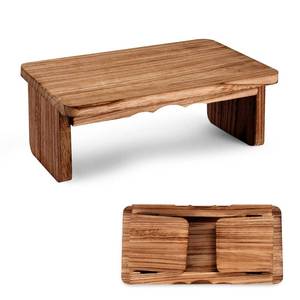 lot 6191 image: YERGOFE Folding Yoga Meditation Bench - Yoga Kneeling Bench for Adult, Wooden Zen Meditation Stool Kneeling Bench for Yoga Practice (Dark Brown)