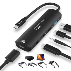 lot 6201 image: Guermok 5-in-1 USB-C to AR Glasses Adapter, 100W PD Fast Charging, 8K60Hz Video, USBUSB-C Ports Works with AR Glasses Devices, Handheld Consoles, Switch, USBC Phones and Laptops, Black