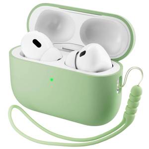 lot 6202 image: ORNARTO Compatible with AirPods Pro 3 Case 2025, Full Protective Hybrid Silicone for AirPods Pro 3rd Generation Case, Front LED Visible Skin Cover-Matcha