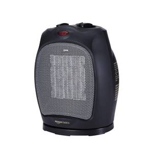 lot 6203 image: Amazon Basics Oscillating Ceramic Space Heater, Portable Fast Heating Indoor Solution, With Overheat and Tip-Over Protection, Thermostat, 1500W, 7.52D x 6.34W x 9.45H, Black
