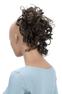 lot 6206 image: CAISHA Jumbo Hairpiece Scrunchy Updo Voluminous Curly Messy Bun Brunette With Highlights G19L