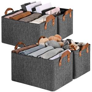 lot 6214 image: GRANNY SAYS Closet Storage Baskets, Collapsible Fabric Storage Bins with Metal Frame, Clothes Organizer Bins, Large Baskets for Shelves, Dark Gray, 4-Pack