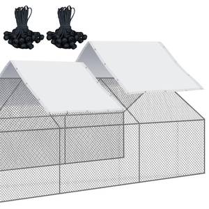lot 6230 image: VitalCozy 2 Pcs Chicken Coop Cover Waterproof 11.5 x 6.6 ft Chicken Run Cover Coop Tarp Accessories for Winter with 50 Pcs Ball Bungees Cords for Outdoor (White)