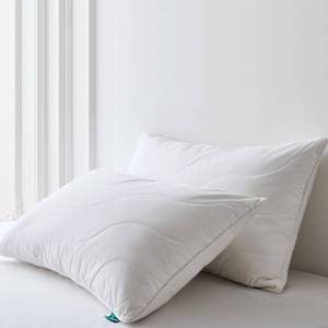 lot 6231 image: Three Geese White Goose Feather Down Pillows Super King Size,Cotton Pillows Set of 2-100% Cotton, Medium Firm,Soft Support