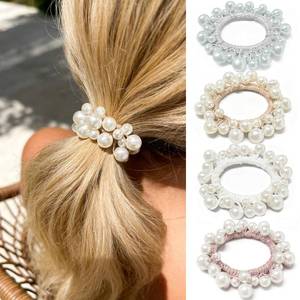 lot 6240 image: OURWORTL Pearl Hair Scrunchies for Women Hair Accessories 3 PCS Beaded Hair Ties Elegant Hair Decoration Cute Elastic Hair Bands Ponytail Holder