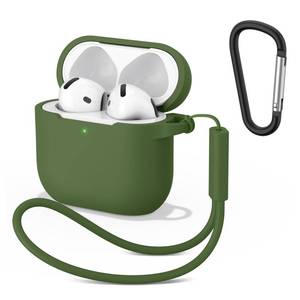 lot 6247 image: Meliya for AirPods 4 Case Cover 2024 with Lanyard & Keychain, Soft Silicone Protective Case for Apple AirPods 4th Generation, Full Protection, Support Wireless Charging (Green)