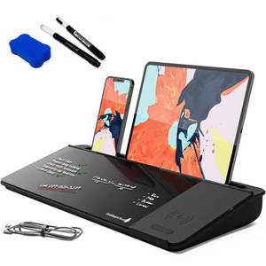 lot 6252 image: DeskBoard Buddy Desktop Whiteboard  2 Markers (Black with Wireless Charger)