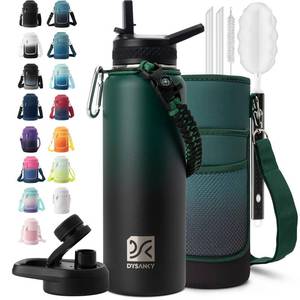 lot 6257 image: DYSANKY Insulated Water Bottle  Thickened Stainless Steel Vacuum Metal  Portable Sports Water Jug for Gym and Hiking with Straw, Carrier Bag, Handle Strap  BPA-Free 40 oz