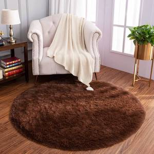 lot 6269 image: LOCHAS Luxury Round Fluffy Area Rugs for Bedroom Kids Girls Room Nursery, Super Soft Circle Rug, Cute Shaggy Carpet for Children Living Room, 4x4 Feet Brown