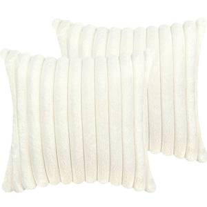 lot 6287 image: 20x20 Throw Pillow Covers Set of 2, Decorative Faux Fur Covers for Bed, Couch Soft Fluffy Pillow Cover with Velvet Back for Living Room, Neutral Home Decor Accent for Sofa - Cream White
