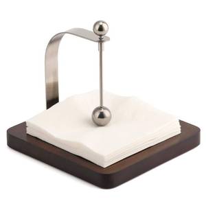 lot 6293 image: Napkin Holder, Wood Square for Table Dispenser with Weighted Arm, Perfect for Kitchen, Office, Restaurant,Home Decor, Cafe, Warming Gift