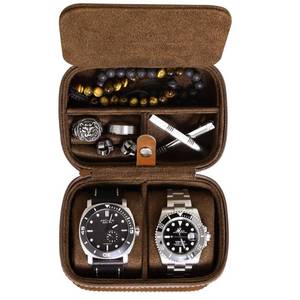 lot 6296 image: ROTHWELL 2 Watch Travel Case Storage Organizer for 2 Watches  Tough Portable Protection wZipper Fits All Wristwatches & Smart Watches Up to 50mm