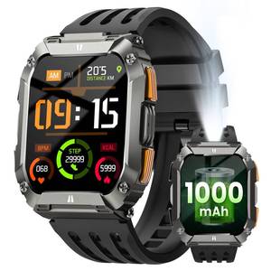 lot 6301 image: Smart Watches for Men, Military Smart Watch with 100 Days BatteryLED Flashlight, 1.95 Fitness Watch with Heart Rate Sleep Monitor100 Sports Mode, 5 ATM Rugged Smartwatch for Android and iPhone