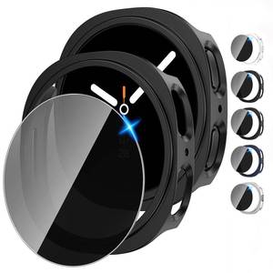 lot 6308 image: Tensea 4 Pack for Samsung Galaxy Watch 8 Screen Protector Case 44mm Accessories, Hard PC BumperHD Anti-Fog Tempered Glass Protective Film, Face Cover Set, Galaxy Watch 8 Case for Women Men