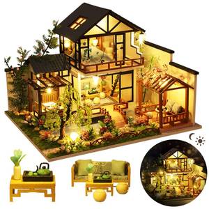 lot 6316 image: DIY Miniature House Kit, DIY Dollhouse Kit for Adults to Build, Mini House Kit with LED, Mayberry Street Miniatures, Ideal Gifts for Birthday, Valentine Christmas(Japanese House)