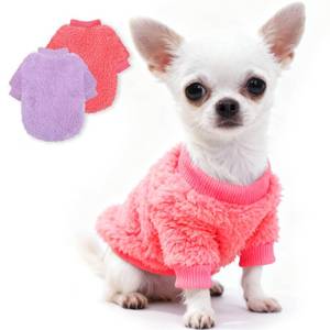 lot 6333 image: 2 Pack Dog Sweaters for Small Dogs Girl Boy Winter Fleece Dog Clothes for Chihuahua Yorkie, Warm Soft Puppy Sweater, Dog Sweatshirt Outfit for Teacup Dogs Female Male Cats Pet Apparel, XS