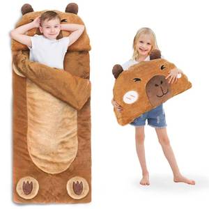 lot 6340 image: iPlay, iLearn Kid Sleeping Bag, Plush Capybara Slumber Bag, Toddler Girl Boy Nap Mat, 2 In 1 Brown Animal Pillow, Happy Travel Sleepover Daycare Preschool Birthday Gift for Age 3 4 5 6 7 8 10 12 Child