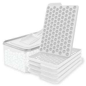 lot 6343 image: WIBIMEN Mini Ice Cube Trays, 0.55 Tiny Pebble Ice for Iced Coffee &amp Cocktails, Fast Chill, Easy Twist Release, Stackable with Lid &amp Storage Bin (4 Pack, White)