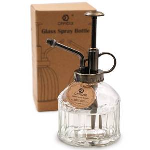 lot 6347 image: OFFIDIX Transparent Glass Watering Spray Bottle,Plant Mister with Plastic Bronze Plastic Top Pump, Glass Small Watering Can for Indoor Potted Plant, Outdoor Indoor Garden, Plants, Cleaning Solutions. Broken dispenser spout