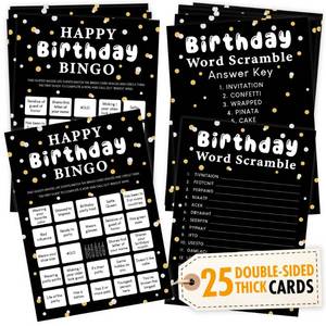 lot 6361 image: WOODAMORE Happy Birthday Bingo  Adults Party Games, Word Scramble, Fun Games