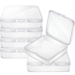 lot 6367 image: 6 Pieces Mini Plastic Clear Beads Storage Containers Box for Collecting Small Items, Beads, Jewelry, Business Cards, Game Pieces, Crafts (3.3 x 3.3 x 1.1 Inch)