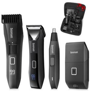 lot 6376 image: Beatslm Beard Trimmer for Men, Groin & Body Hair Trimmer, Electric Shaver, Nose & Ear Hair Clippers, 4 in 1 Mens Grooming Kit, Waterproof WetDry Groomer with Travel Case, LED Display