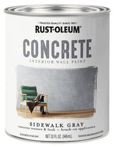 lot 6381 image: Rust-Oleum 379908 Concrete Interior Wall Paint, Quart, Sidewalk Gray