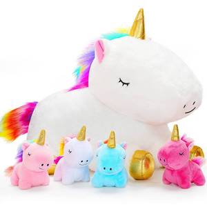 lot 6403 image: KMUYSL Toys for Girls Ages 0 1 2 3 4 5 6 7 8 Years - Unicorn Mommy Stuffed Animal with 4 Baby Unicorns in Her Tummy, Soft Unicorn Plush Toys Set, Christmas Birthday Gifts for Baby, Toddler, Kids