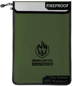 lot 6422 image: Upgraded Two Pockets Fireproof Document Bag (2000), andyer 15 x 11 Waterproof Fireproof Money Bag for Cash with Zipper, Important Document Storage Organizer for Valuables, Legal Documents Safe