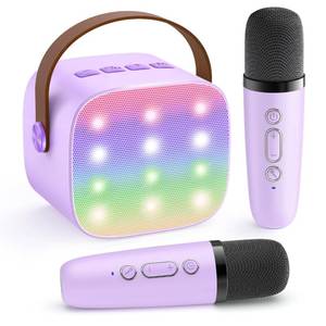 lot 6425 image: YLL Karaoke Machine for Kids, Portable Mini Speaker with 2 Wireless Microphones, 2026 TOP Kids Gifts for Girls Ages 3, 4, 5, 6, 7, 8, 9, 10, 12 Years Old, 4-12th Birthday Present Toy Party (Purple)