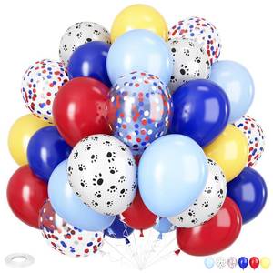 lot 6428 image: Dog Paw Balloons, 12 Inch Dog Paw Print Balloons, Royal Blue and Red Yellow Balloons, Red and Blue Confetti Balloons for Puppy Theme Boys Girls Birthday Baby Shower Party Decorations