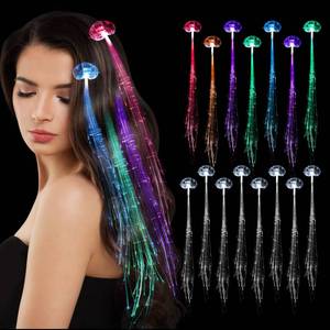 lot 6439 image: 24 Pack Led Light Up Fairy Hair Accessories Braid Extension Clips for Women Girls, Glow in the Dark Party Favors Supplies Neon Rave Accessories Wig for Festival Halloween Christmas Birthday