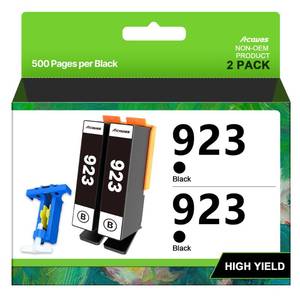 lot 6443 image: 923 ink cartridges for HP printers Replacement for HP 923 Black Ink Cartridges Use with OfficeJet Pro 8130e 8135e 8139e 8138e 8132e 8134e 8120e 8122e 8124e 8125e Printer (2 Black Pack Without Chip)