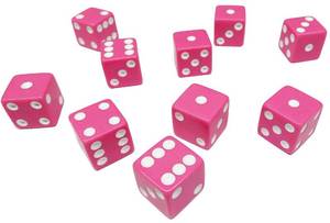 lot 6450 image: Hobby Monsters 10 Piece Pink 16mm Game Dice with White Pips