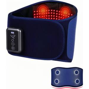 lot 6465 image: Cordless Back Massager Belt - FSA-HSA Eligible Red Light Therapy Massage Belt with 5 Heating Levels,3 Vibration Modes, Lower Back Massager for Pain Relief Deep Tissue,4 Motors,Battery-Powered (Blue)