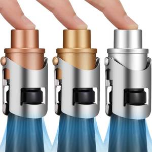 lot 6487 image: HYZ 3-Pack Champagne Stoppers Wine Saver, Sparkling Wine Vaccum Stoppers with Built-in Pump for Champagne, Prosecco and Cava - Stainless Steel  ABS Champagne Bottle Stoppers, Rose GoldGoldSilver