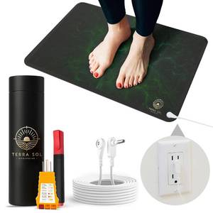 lot 6493 image: Terra Sol Luxury Grounding Mat for Feet, 24x16in Earthing Mat Grounding Pad for Pain Relief, Inflammation, Better Sleep - Includes 15 ft Cord, Conductivity Tester, Socket Tester for Safe Use