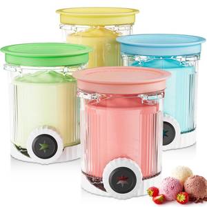 lot 6494 image: 4Pack Creami Swirl Pints and Lids for Ninja Ice Cream Maker NC700 Series, Creami Containers Replacement for Ninja Swirl Soft Serve Makers, Swirl Pints with 4Color Lids, BPA-Free & Dishwasher Safe
