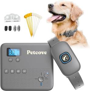lot 6504 image: Wireless Dog Fence &amp Training Collar 2-in-1  500 ft Adjustable Boundary  BeepVibrateStatic 1-9 Levels  IPX7 Waterproof Receiver  Rechargeable  10 Flags for Medium &amp Large Dogs  15-77 lb